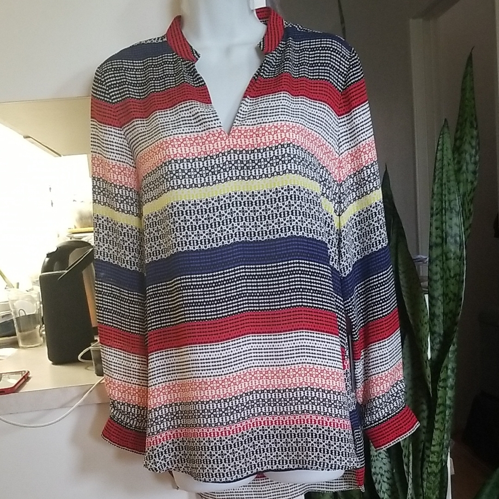 🌺0012🤙Vince Camuto Multicolor Striped Blouse🌸CASE#AEL4G